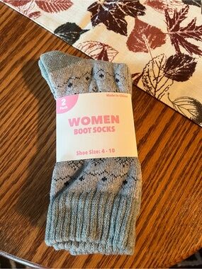 Women Gray Boot Socks - 2 Pack
